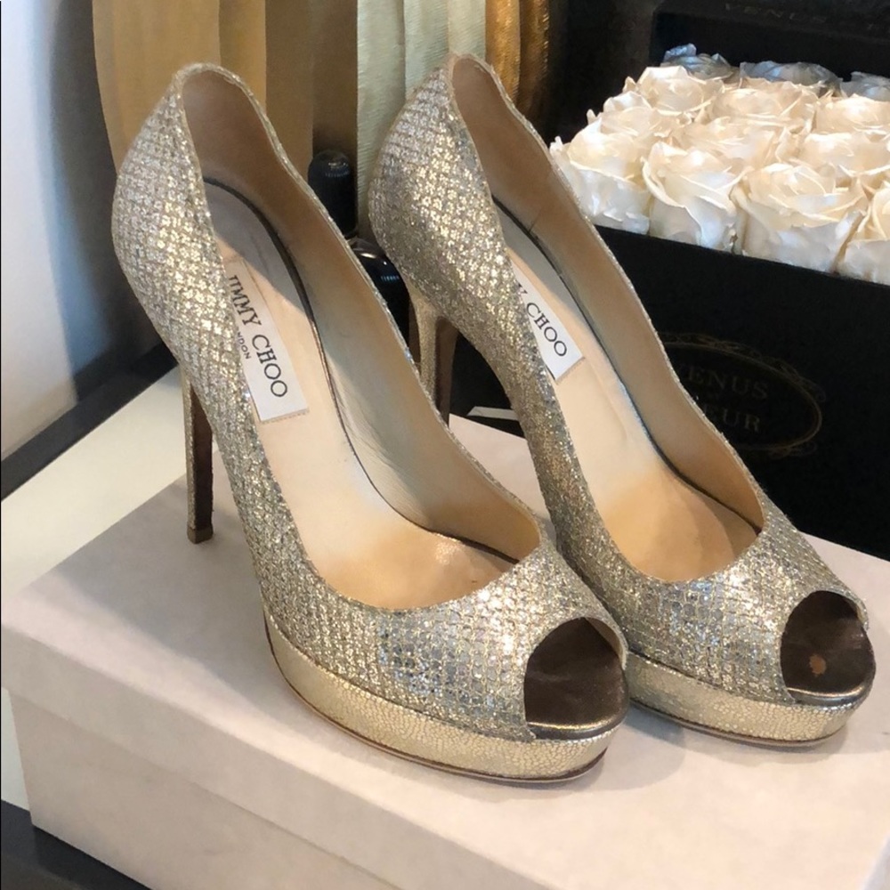 Jimmy Choo Peep Toe Pumps.